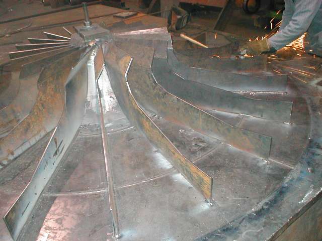 Fabrication in process of blower wheel