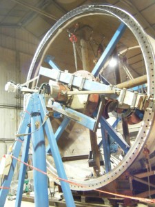 Milling face of ball mill shell in place