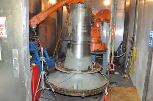 HVOF metal spray of spindle bearing in our Salt Lake City, Utah machine shop.