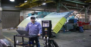Laser scanning wing in our Salt Lake City, Utah machine shop.